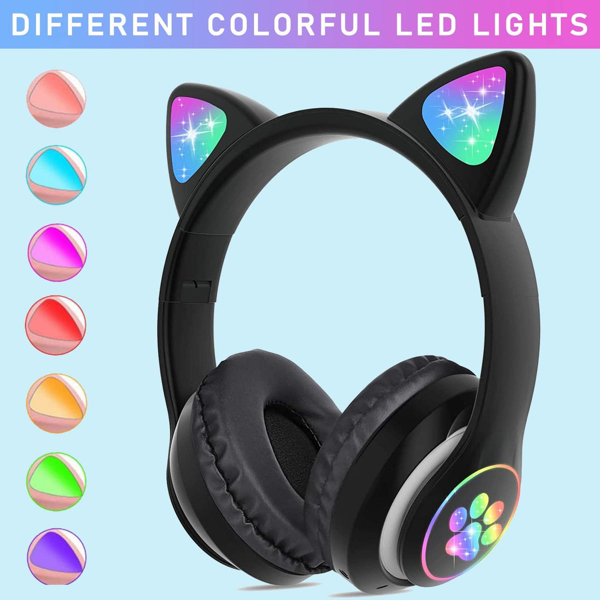 Casque Bluetooth LED Oreilles de Chat