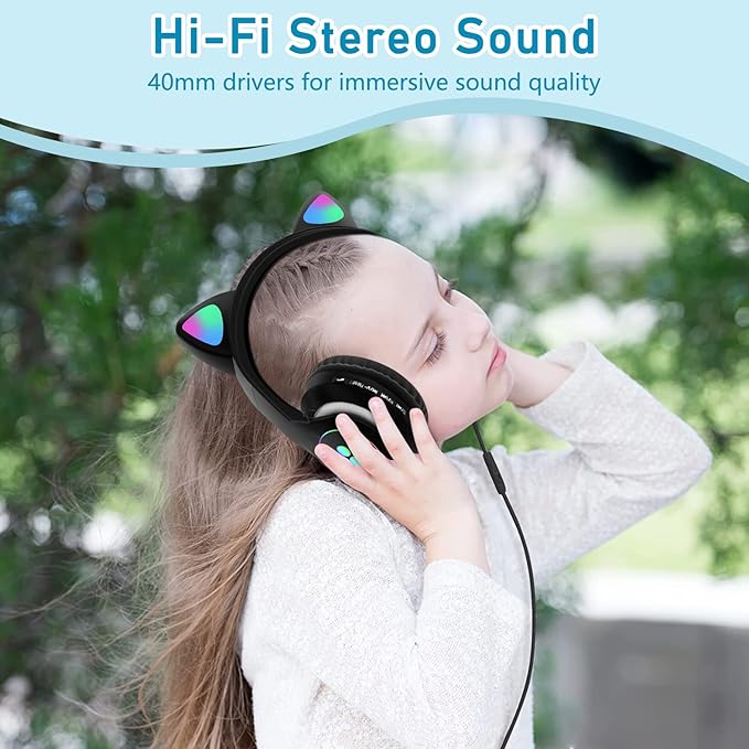 Casque Bluetooth LED Oreilles de Chat